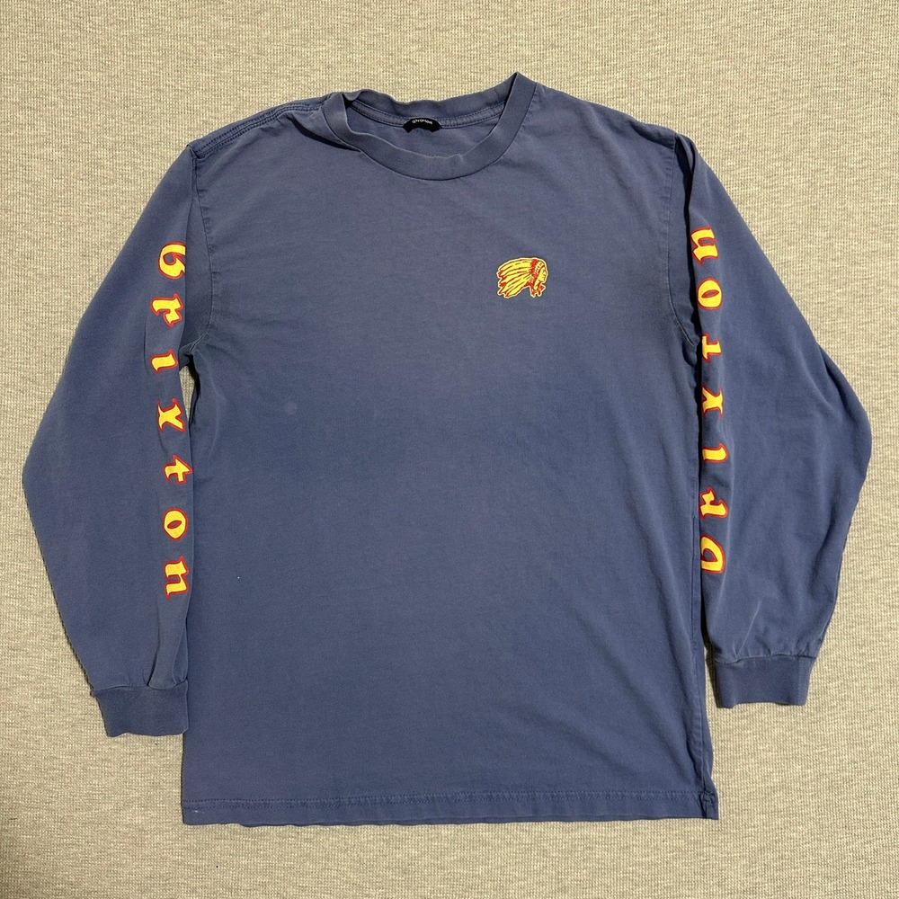 Brixton Mens Long Sleeve Graphic T-Shirt Blue Size M Standard Fit Skater Tee